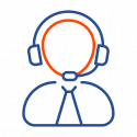 help desk management software Person With Headset Icon Blue