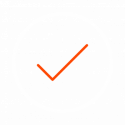 circle with check inside white and orange icon