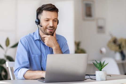 man using headset man using headset